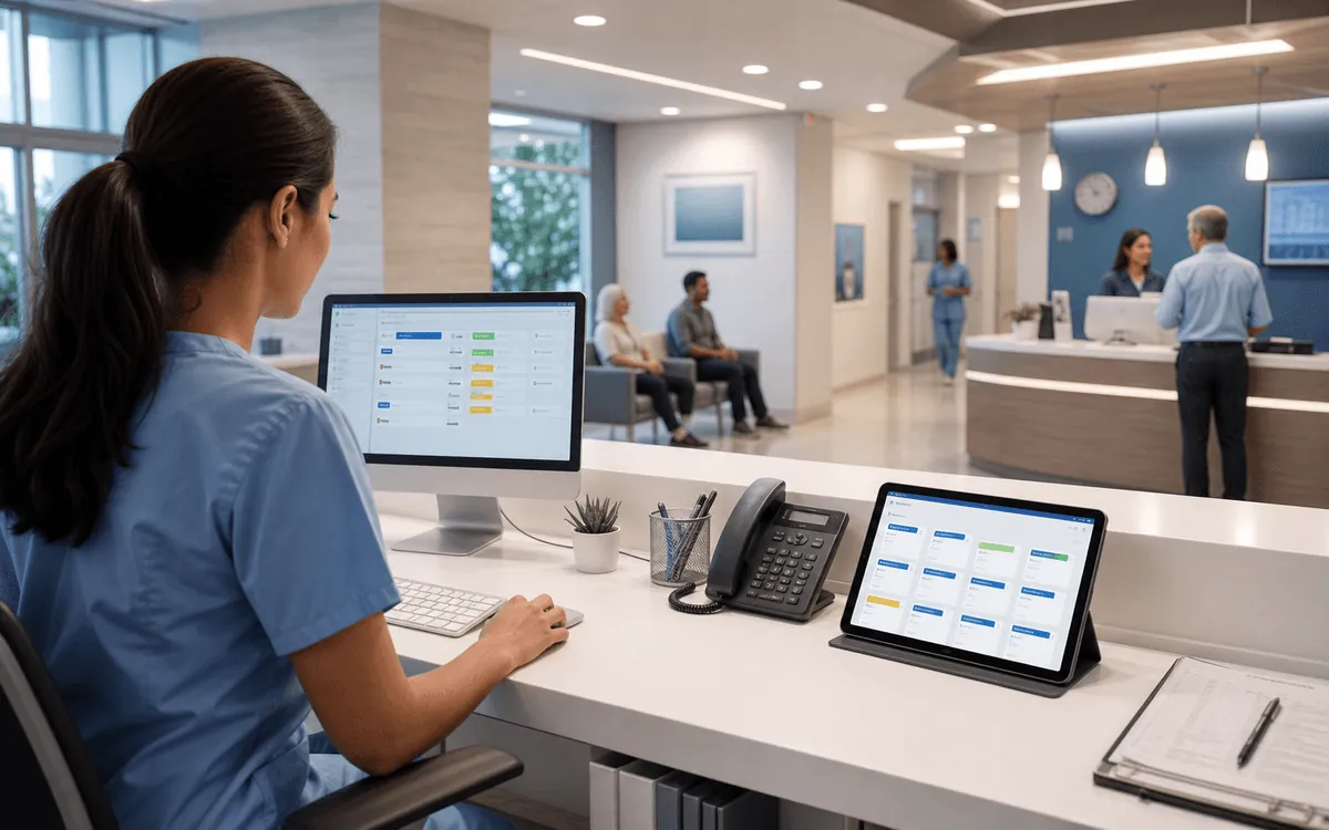 Healthcare operations team using scheduling and reporting software