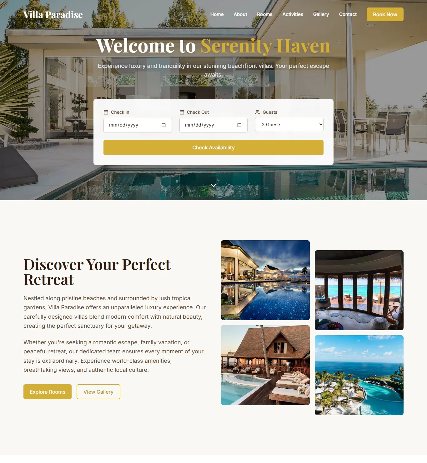 Villa Booking Website